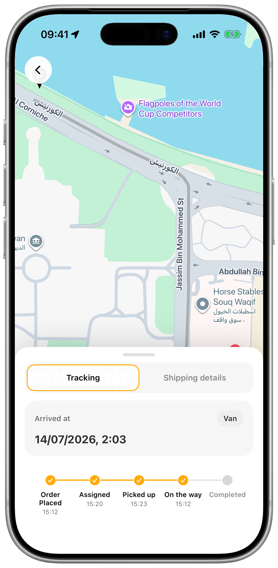 ShipBee app — live tracking